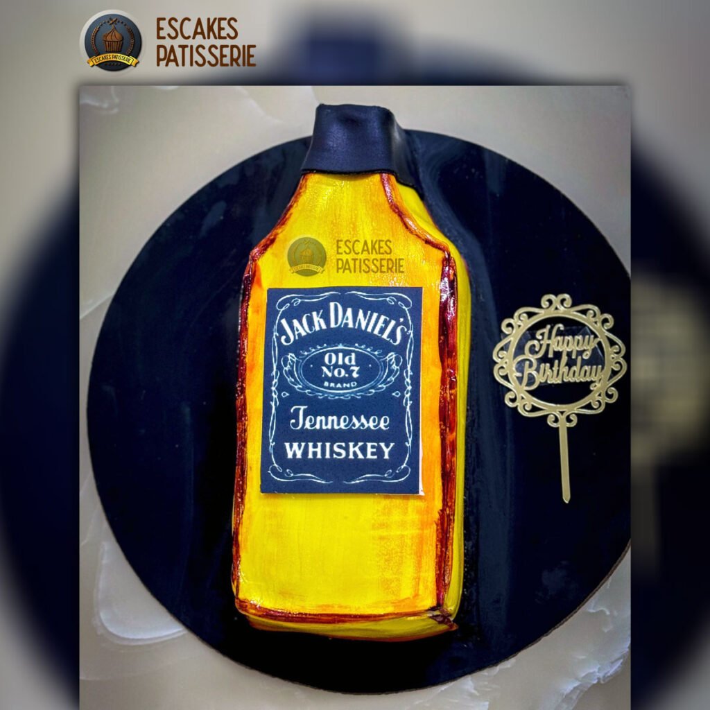 Jack Daniels Whiskey Bottle Cake by Escake Patisserie Panchkula